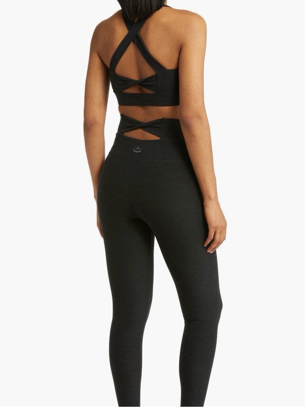 Beyond Yoga Spacedye Twist Sports Bra & Leggings Set, Black, size small